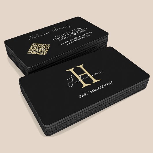 Monogram QR-code Zwart Goud Visitekaartje