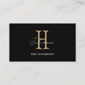 Monogram QR-code Zwart Goud Visitekaartje (Voorkant)