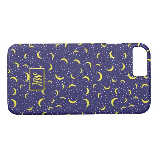 Monogram Quarter Moons Stars Blue Sky Case-Mate iPhone Case (Achterkant (Horizontaal))