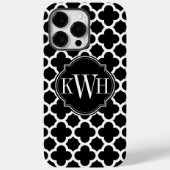 Monogram Quatrefoil Black en White Pattern Case-Mate iPhone Case (Achterkant)