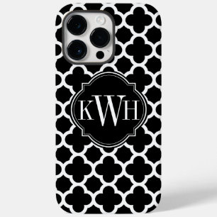 Monogram Quatrefoil Black en White Pattern Case-Mate iPhone 14 Pro Max Hoesje