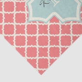 Monogram Quatrefoil Coral Mint Pattern Tissuepapier (Detail)