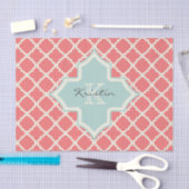Monogram Quatrefoil Coral Mint Pattern Tissuepapier (Craft)