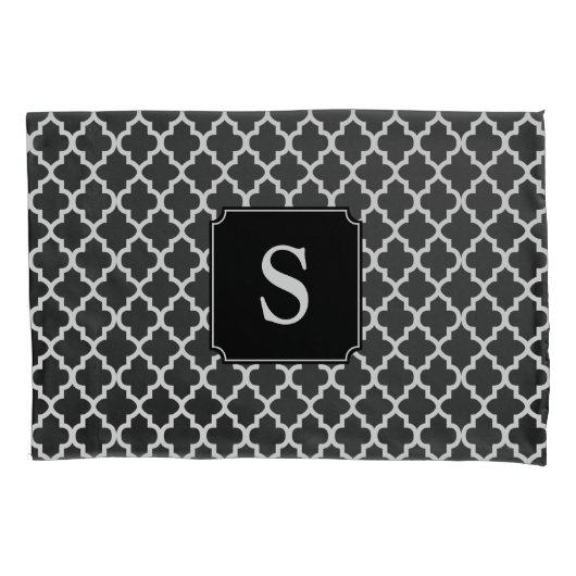 Monogram Quatrefoil in zwart-wit Kussensloop (Voorkant)