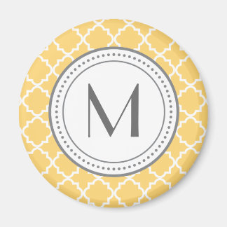 Monogram Quatrefoil Magnet - geel Magneet