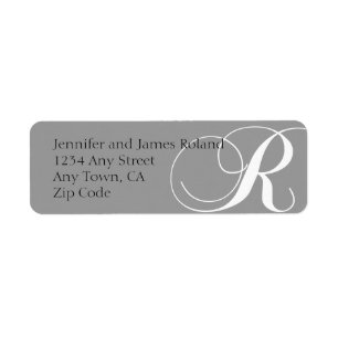 Monogram R-adreslabels grijs Etiket