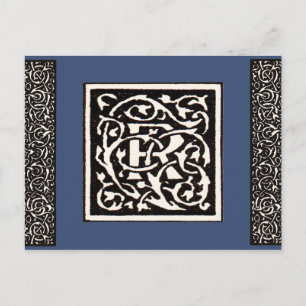 Monogram R Art Nouveau Briefkaart