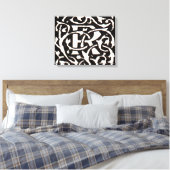 Monogram R Art Nouveau Canvas Afdruk (Insitu (Slaapkamer))