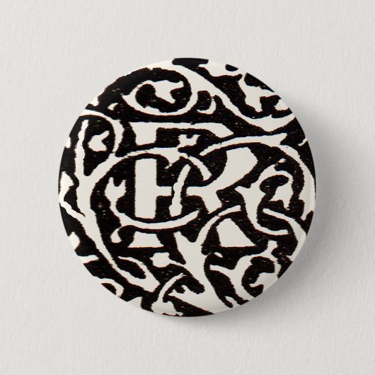 Monogram R Art Nouveau Ronde Button 5,7 Cm (Voorkant)