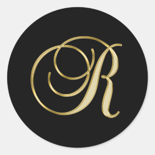 Monogram R gouden schrift Ronde Sticker