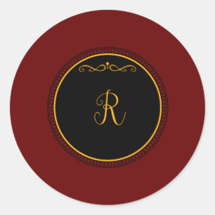 Monogram "R" goudkleurig script Ronde Sticker