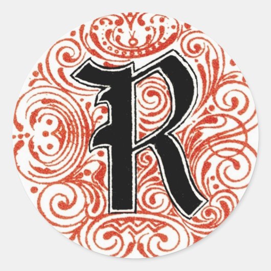 Monogram "R" in rood - sticker (Voorkant)