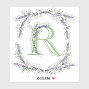 Monogram R Lavender Eucalyptus Sticker
