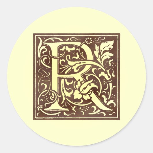 monogram R Ronde Sticker (Voorkant)