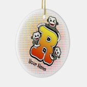 Monogram R Sock Monkey  Keramisch Ornament (Rechts)