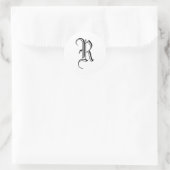 Monogram R Sticker Zwart Wit Oud Engels (Tas)