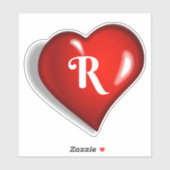 Monogram R, wit schrift, ruby red hart Sticker (Vel)