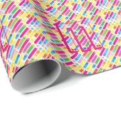 Monogram Rainbow Diagonal Lines Pattern Pop Art Cadeaupapier (Rol Hoek)