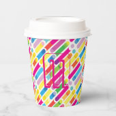Monogram Rainbow Diagonal Lines Pattern Pop Art Papieren Bekers (Voorkant)