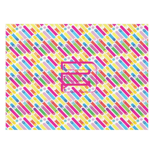 Monogram Rainbow Diagonal Lines Pattern Pop Art Tafelkleed (Voorkant (Horizontaal))