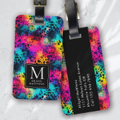 Monogram Rainbow Leopard Print Bagagelabel