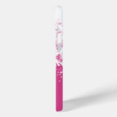 Monogram Raining Muzieknoten Fuchsia Pink Case-Mate iPhone Case (Achterkant / Links)