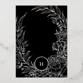 Monogram  Real Gold Wreath Wedding Folie Uitnodiging (Achterkant)