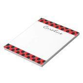 Monogram Red Black Cute Chic Polka Dot Patroon Notitieblok (Gedraaid)