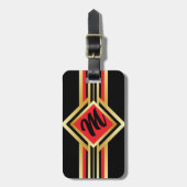 Monogram Red Black en Faux Gold met IF LOST info Bagagelabel (Voorkant verticaal)