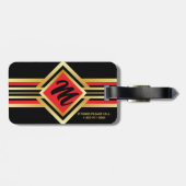 Monogram Red Black en Faux Gold met IF LOST info Bagagelabel (Achterkant horizontaal)