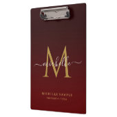 Monogram Red Black Gold Calligraphy Personalized Klembord (Links)