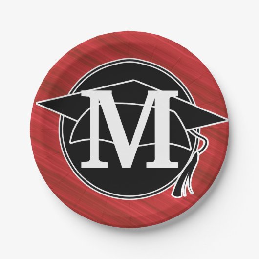 Monogram Red Black White Gradup Papieren Bordje (Voorkant)