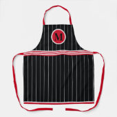 Monogram Red Black White Pinstripe Schort (Voorkant)