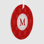 Monogram Red Damask Ornament (voorkant)