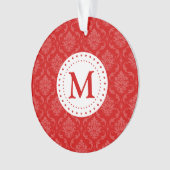 Monogram Red Damask Ornament (voorkant)