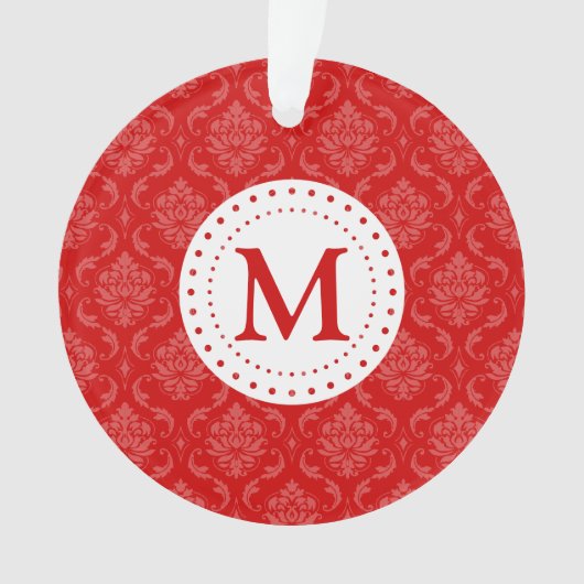 Monogram Red Damask Ornament (voorkant)