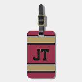 Monogram Red en Gold Sport Stripes Bagagelabel (Voorkant verticaal)