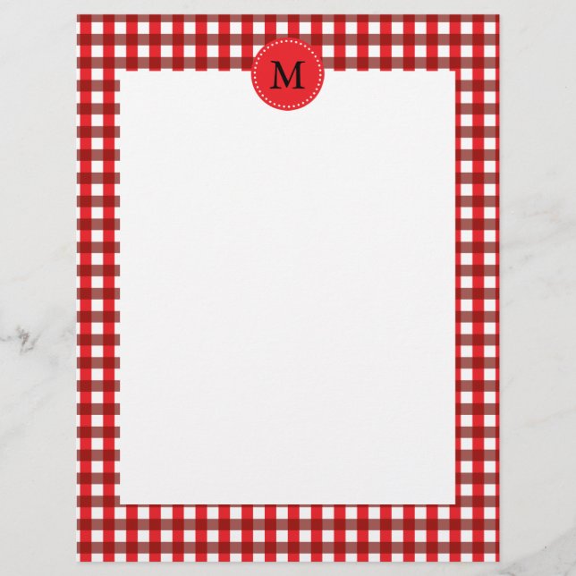 Monogram Red en White Gingham Pattern (Voorkant)