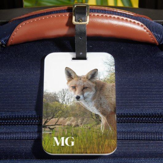 Monogram Red Fox Wildlife en Natuur Bagagelabel (Voorkant Insitu 2)