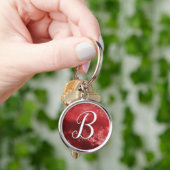 Monogram Red Frost Script Sleutelhanger (Hand)