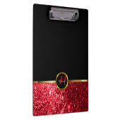Monogram Red Glitter Design Klembord (Rechts)