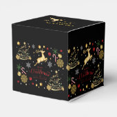 monogram Red Gold Reindeer Merry kerstboom Bedankdoosjes (Achterkant)