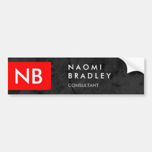 Monogram Red Gray Pattern Modern Bumpersticker