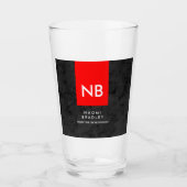 Monogram Red Gray Pattern Modern Glas (Voorkant)