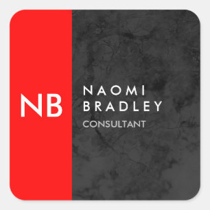 Monogram Red Gray Pattern Modern Vierkante Sticker