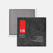 Monogram Red Gray Pattern Moderne Consultant Magneet (Voorkant / Achterkant)