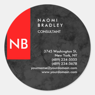 Monogram Red Gray Pattern Moderne Consultant Ronde Sticker