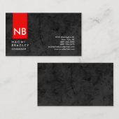 Monogram Red Gray Pattern Moderne Consultant Visitekaartje (Voorkant / Achterkant)