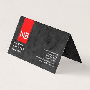 Monogram Red Gray Pattern Moderne Consultant Visitekaartjes