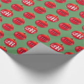 Monogram Red Green-kerstversiering Cadeaupapier (Hoek)